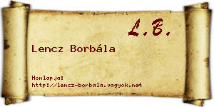 Lencz Borbála névjegykártya